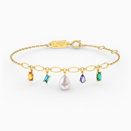 LIB127 - Multishaped Pearls & Colored Stones Chain Bracelet in 18K Gold - 112101100352181-1.jpg