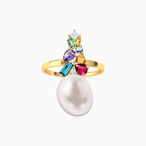 LIR156 - Round Pearls & Colored Stones Statement Ring in 18K Gold - 112021100392151-1.jpg