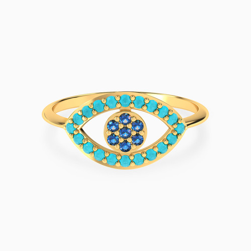 LGR597 - Eye Green Stones Ring in 18K Gold - 314021800502161-1.jpg