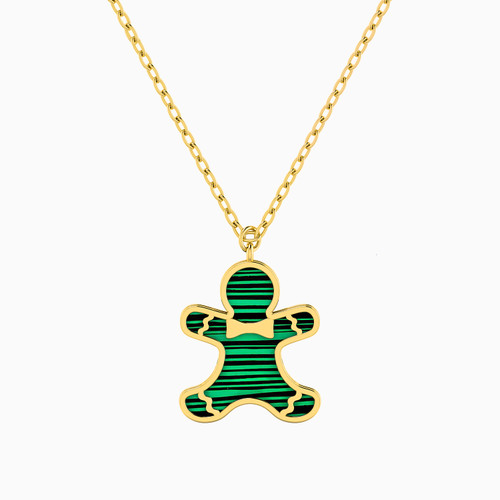 MLN349 - Gingerbread Man Green Stones Necklace In 18K Gold - 111051100262421-1.jpg