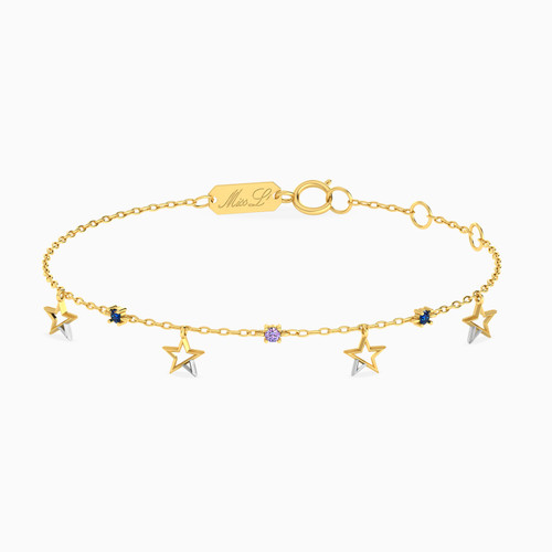 MLB85 - Star Colored Stones Chain Bracelet in 18K Gold - 111100300172181-1.jpg