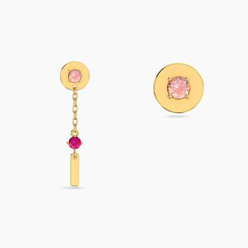 MLE225 - Circle Red Stone Drop Earrings in 14K Gold - 101031100022001-1.jpg