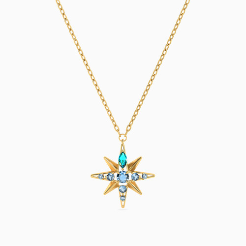 MLN1180 - Star Green Stones Necklace in 18K Gold - 111051101402421-1.jpg