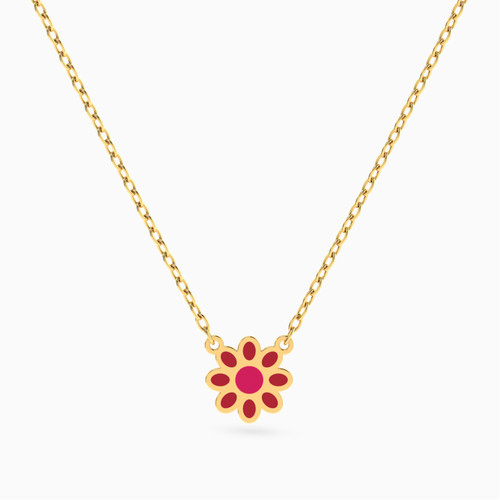 MLN1197 - Kids Flower Enamel Coated Necklace in 14K Gold - 101051400452321-1.jpg