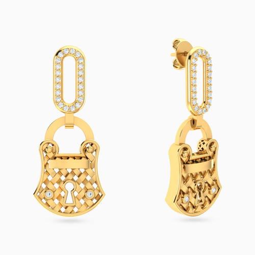 LGE117 - Lock Cubic Zirconia Drop Earrings in 18K Gold - 113031800802001-1.jpg