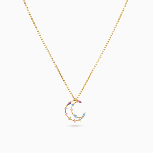 MLN774 - Crescent Colored Stones Necklace in 18K Gold - 111051100972421-3.jpg