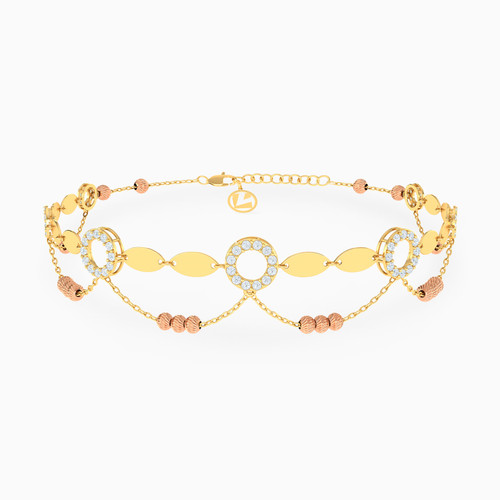 LGB372 - Circle Cubic Zirconia Chain Anklet in 18K Gold - 113360200085251-1.jpg