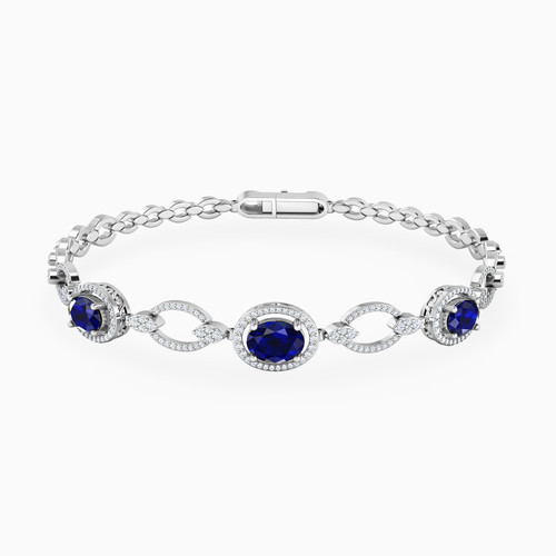 LDB335 - Oval Diamond & Blue Stone Chain Bracelet in 18K Gold - FS30-074-1.jpg