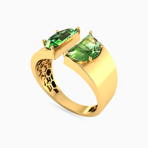 LGR738 - Semi-circle Green Stones Two Headed Ring in 18K Gold - 113021102712162-2.jpg