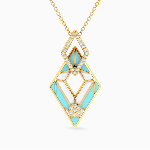 MLN1184 - Rhombus Diamonds & Colored Stones Necklace in 18K Gold - 141500301202453-1.jpg