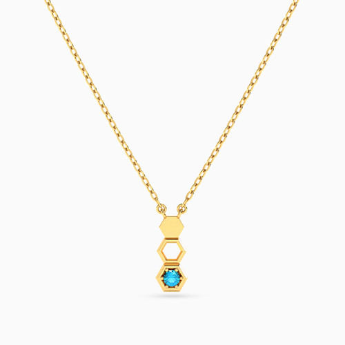 MLN1266 - Hexagon Colored Stones Necklace in 14K Gold - 101051800412421-1.jpg
