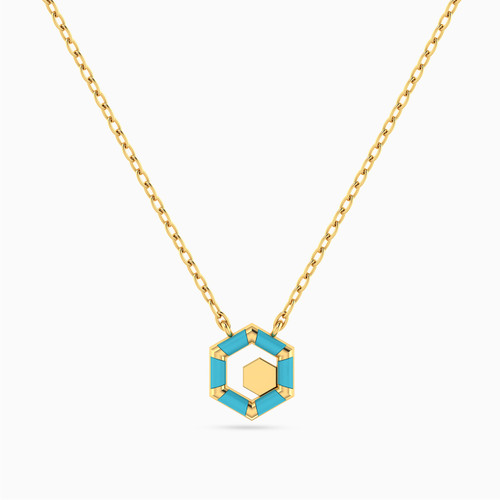 MLN1263 - Hexagon Enamel Coated Necklace In 14K Gold - 101051800402421-1.jpg