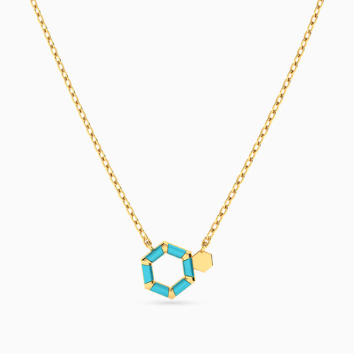 MLN1264 - Hexagon Enamel Coated Necklace In 14K Gold - 101051800342421-1.jpg