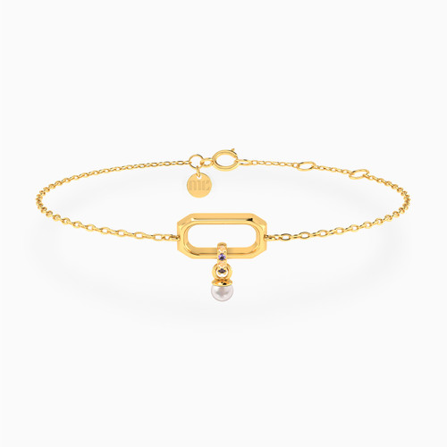 MLB452 - Oval Pearls & Colored Stones Chain Bracelet in 14K Gold - 101101800172181-1.jpg