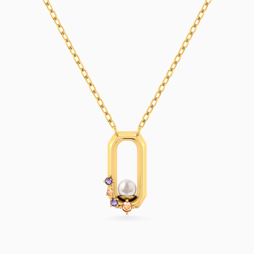MLN1251 - Oval Pearls & Colored Stones Necklace in 14K Gold - 101051800272421 -1.jpg