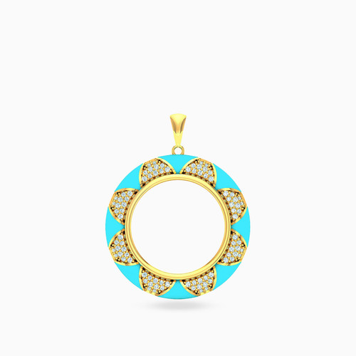 LGN334 - Circle Cubic Zirconia & Enamel Coated Pendant in 18K Gold - 313041800032002-1.jpg