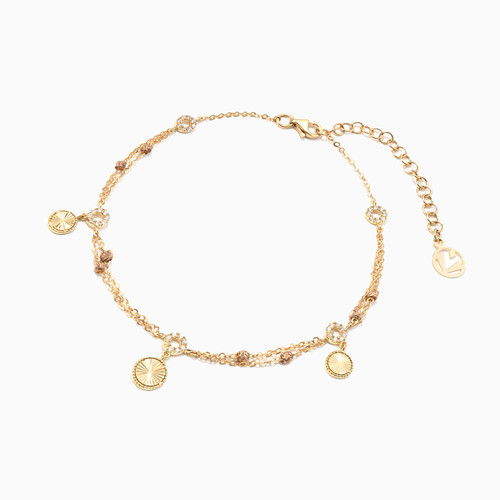 LGB371 - Circle Cubic Zirconia Chain Anklet in 18K Gold - 113361100062251-1.jpg