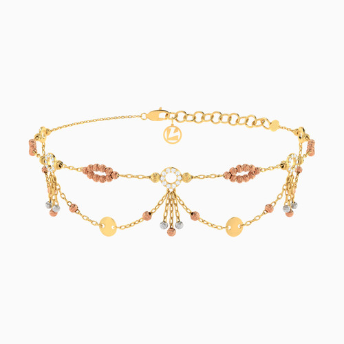 LGB458 - Beaded Cubic Zirconia Chain Anklet in 18K Gold - 113360200075251-1.jpg