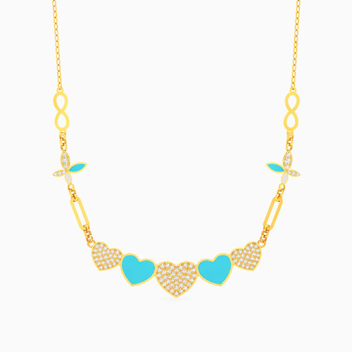 LGN367 - Heart Cubic Zirconia & Enamel Coated Chain Necklace in 18K Gold - 313051800192451-1.jpg
