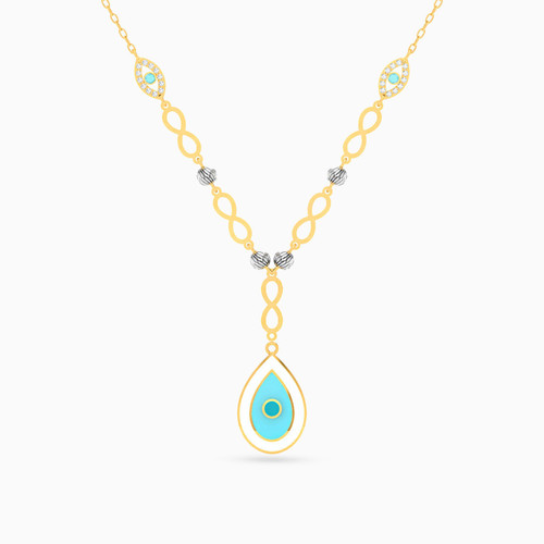 LGN363 - Pear Cubic Zirconia & Enamel Coated Necklace in 18K Gold - 313051800112601-1.jpg