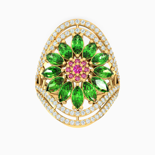 LGR650 - Flower Colored Stones Ring in 18K Gold - 113021801062171-1.jpg