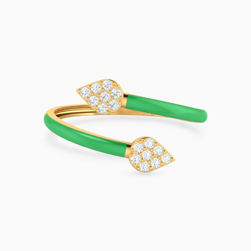 LIR229 - Pear Cubic Zirconia & Enamel Coated Two Headed Ring in 14K Gold - 102021800052151-1.jpg