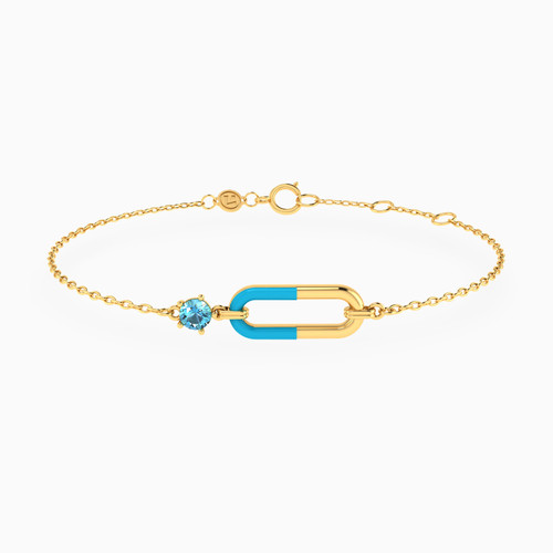 LIB175 - Oval Colored Stones & Enamel Coated Chain Bracelet in 14K Gold - 102101800032181-1.jpg
