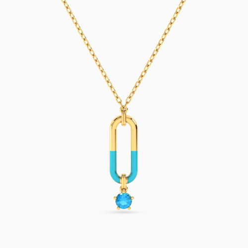 LIN1011 - Oval Colored Stones & Enamel Coated Necklace in 14K Gold - 102051800222402-1.jpg