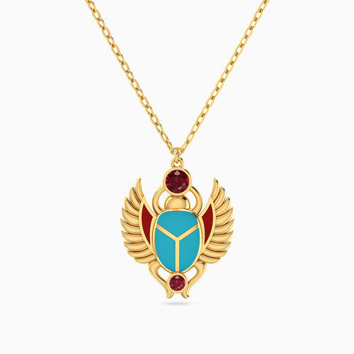 LIN1031 - Scarab Colored Stones & Enamel Coated Necklace in 14K Gold - 102051800732401-1.jpg