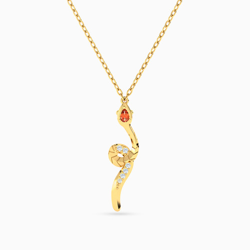 LIN1029 - Snake Orange Stone Necklace in 14K Gold - 102051800722401-1.jpg