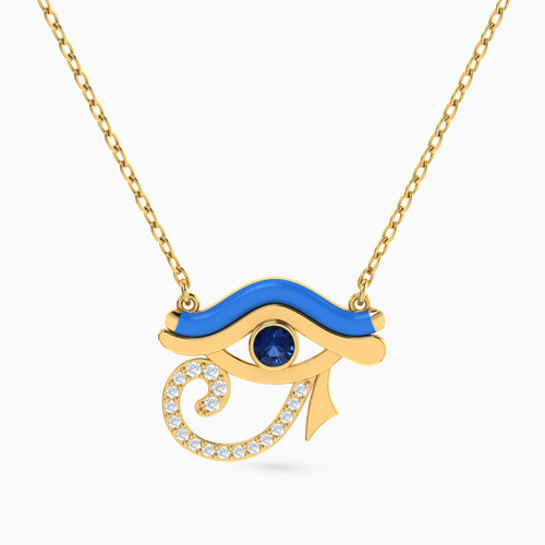 LIN1028 - Eye Colored Stones & Enamel Coated Necklace in 14K Gold - 102051800042401-1.jpg