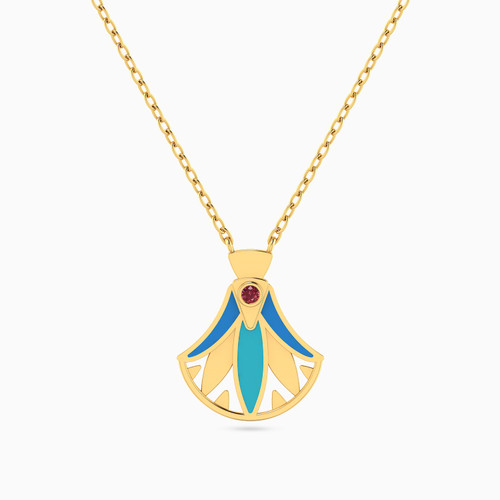 LIN1027 - Papyrus Colored Stones & Enamel Coated Necklace in 14K Gold - 102051800032401-1.jpg