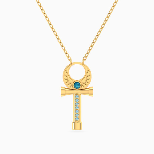 LIN1025 - Ankh Colored Stones Necklace in 14K Gold - 102051800012401-1.jpg