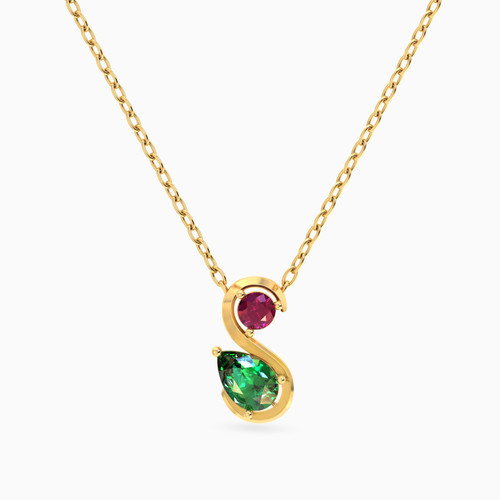 LIN1054 - Swan Colored Stones Necklace in 14K Gold - 102051800792401-1.jpg