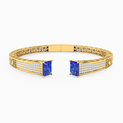 LGB277 - Square Blue Stone Cuff Bracelet in 18K Gold - 113111101012001-1.jpg