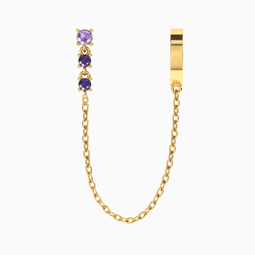 MLE368 - Round Shaped Purple Stone Drop Earring in 14K Gold - 1 Piece - 101031800252002-1.jpg