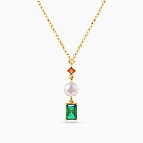 LIN1051 - Square Pearl & Colored Stones Necklace in 14K Gold - 102051801172401-1.jpg
