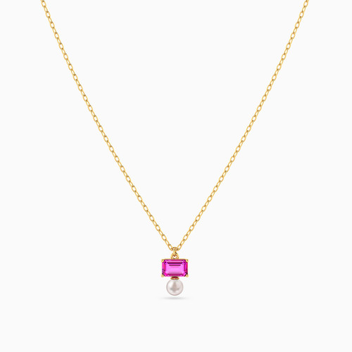 LIN1047 - Multishaped Pearl & Rose Stone Necklace in 14K Gold - 102051801102401-4.jpg
