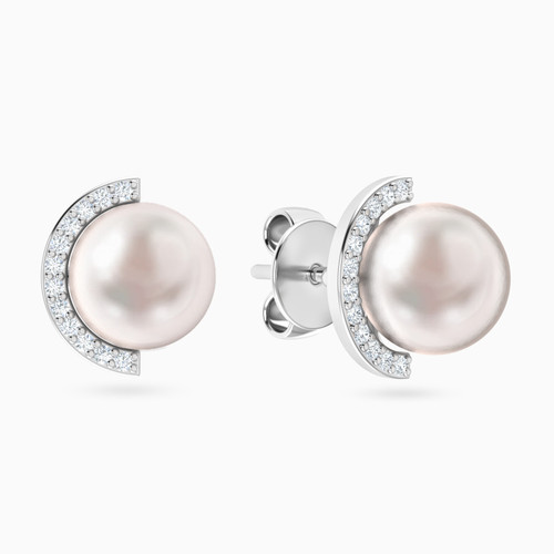 LDE637 - Round Diamond & Pearl Stud Earrings in 18K Gold - 144200301151001-1.jpg