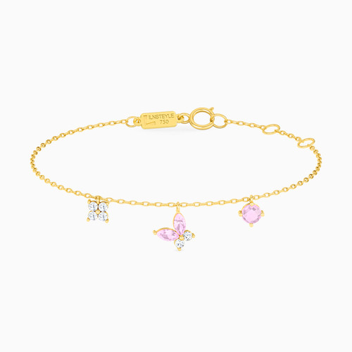 LIB179 - Multi Shaped Colored Stone Chain Bracelet in 18K Gold - 112100300282181-1.jpg