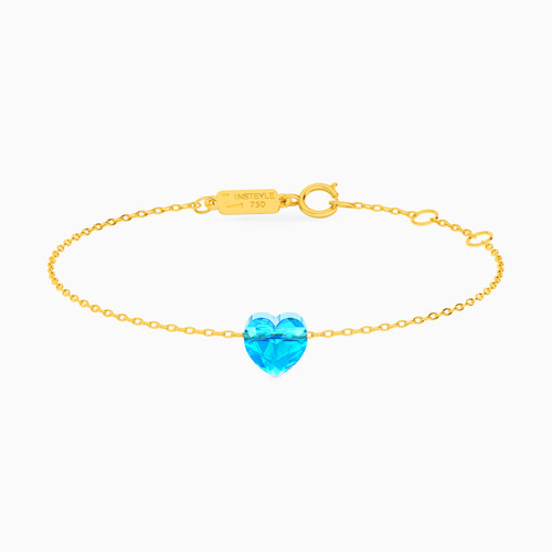 LIB270 - Heart Shaped Colored Stones Chain Bracelet in 18K Gold - 112100300372181-1.jpg