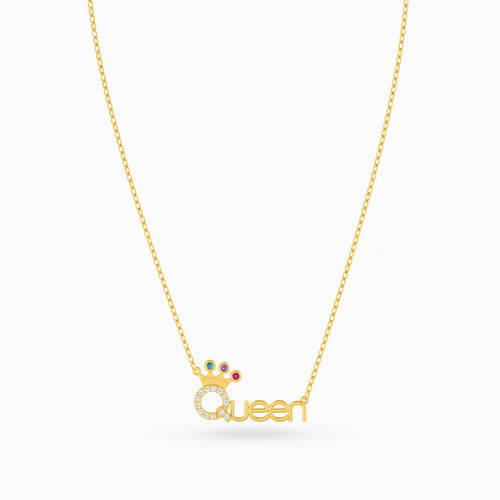 LIN1075 - Queen Word Colored Stones Necklace in 14K Gold - 102051801042401-4.jpg