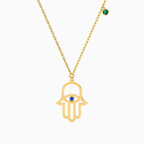 LIN1069 - Hamsa Colored Stones Necklace in 14K Gold - 102051400012401-1.jpg