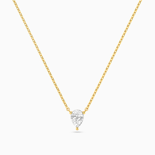 LIN1065 - Pear Clear Stone Necklace in 14K Gold - 102051800962401-4.jpg