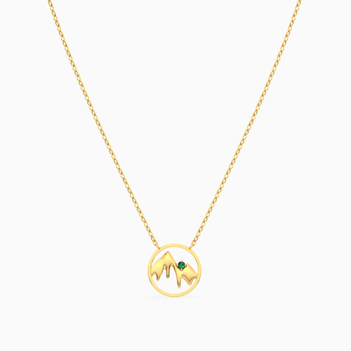 MLN1461 - Mountain Green Stones Necklace In 14K Gold - 101051800532401-4.jpg