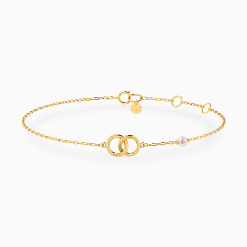 MLB661 - Double Circle Pearl Chain Bracelet In 18K Gold - 111101800042181-1.jpg