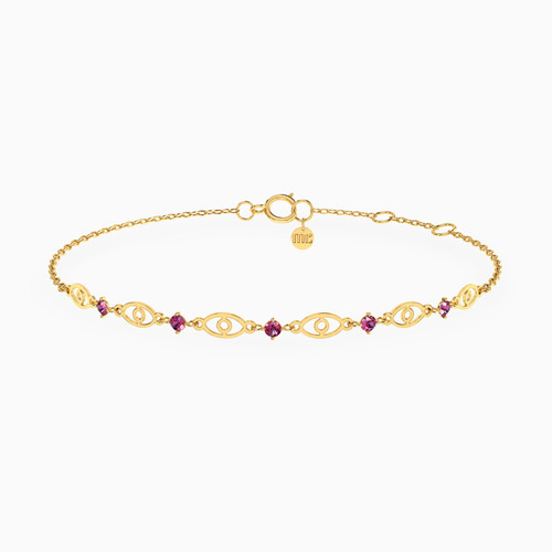 MLB671 - Evil Eye Purple Stone Chain Bracelet in 14K Gold - 101101400202181-1.jpg