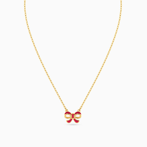 MLN1508 - Kids Bow Enamel Coated Necklace in 14K Gold - 101051800932321-4.jpg