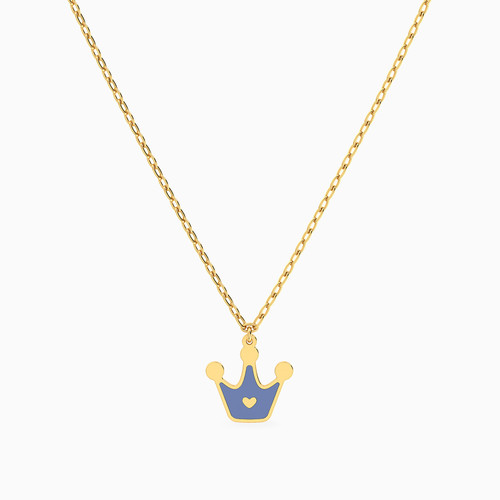 MLN1497 - Kids Crown Enamel Coated Necklace in 14K Gold - 101051400602251-1.jpg