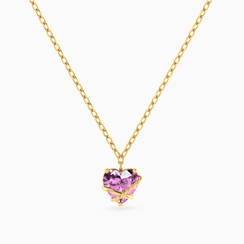 MLN1536 - Heart Purple Stone Necklace In 14K Gold - 101051801012401-1.jpg